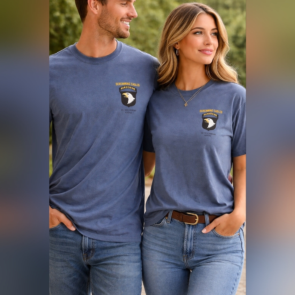 101st Airborne “Screaming Eagles” WWII T-Shirt – Wayne Vansant (Blue)